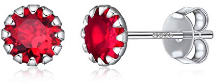 ChicSilver 925 Silber Geburtsstein Ohrstecker Birthstone Ohrringe für Mädchen simuliert Granat Januar Birthstone Schmuck Geburtstag Brautjungfer Muttertagsgeschenk