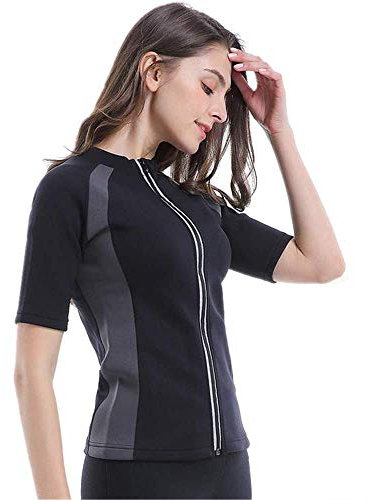 LiGG LiGG Maglietta in Neoprene con Cerniera per la Perdita di Peso delle Donne Sauna Sudore T-Shirt Manica Corta Gilet Dimagrante Tuta Dimagrante Termici,Elastico/Traspirante/Asciugatura Rapida,XL