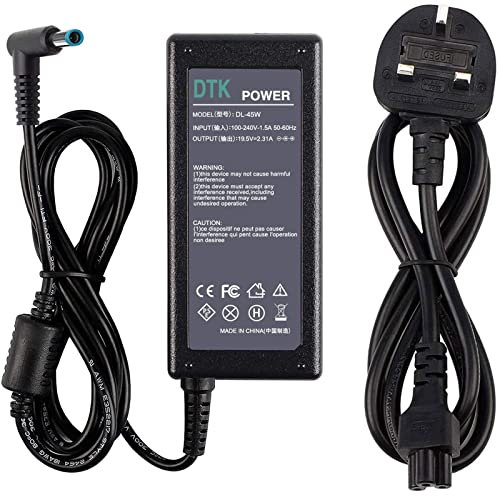 HP Laptop Charger 45W, DTK 19.5V 2.31A Laptop Power Cord Replacement for HP Spectre Ultrabook, Elitebook Folio Connector 4.5mm*3mm