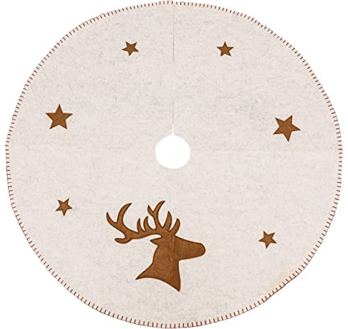 TrendLine Christbaumdecke Ø 90 cm beige Weihnachtsdecke Dekoration Decke Tuch