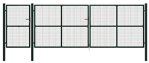 vidaXL Gartentor Gartentür Zauntür Hoftor Gartenpforte Zauntor Hoftür Gartenzaun Pforte Tor Metalltor Einfahrtstor Stahl 500x150cm Grün