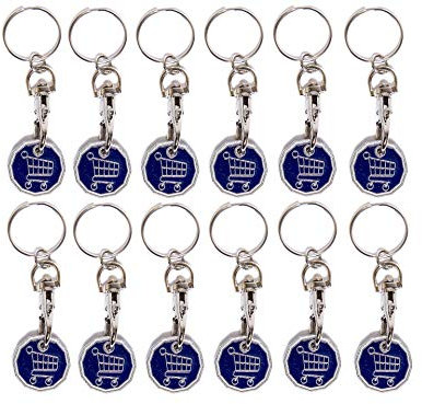UK Phoenix 12 x Shopping Trolley £1 Token Coin Keyring - New £1 Coin 12 Edge Shape (12 x Funky Trolley)