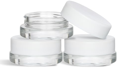 (90 Pack) 7ml Thick Clear Glass Jars with White Airtight Lids