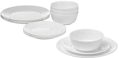 New OFTAST 12-Piece Basic Eating Set - White 4 Dinner Plates, 4 Side Plates, 4 Cereal Bowls