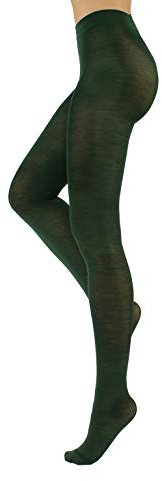 CALZITALY Collants en Laine, Bas Femme, Collants Hivernaux | Noir, Gris, Navy, Violet, Marron, Beige, Bordeaux, Vert | S, M, L, XL | 100 DEN | Made in Italy (M, Vert)