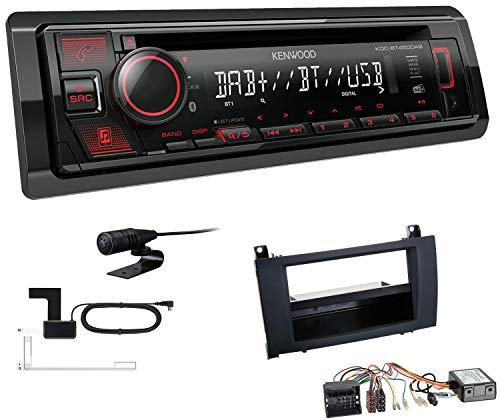 Kenwood KDC-BT450DAB 1-DIN DAB Autoradio Bluetooth CD USB AUX Einbauset passend für Mercedes-Benz SLK 2004-2011 schwarz inkl Canbus