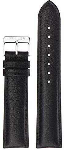 Stailer Original Collection | Uhrenarmband aus echtem Leder mit büffelprägung | Armband mit Edelstahl Metall Schließe | 22mm (M) | Schwarz | Für Herren