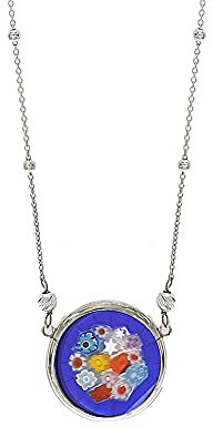 Venetiaurum - Collier avec pendentif en Murrina en verre de Murano et argent 925 - Bijoux Certifié Made in Italy