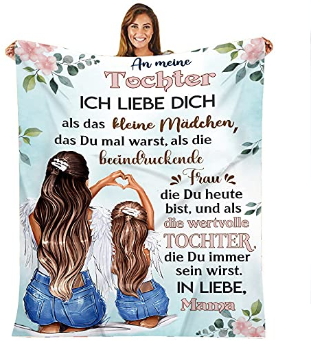 Kuscheldecke für Meine Tochter, An Meine Tochter Decke von Mama, Mutter Tochter Decke mit Spruch Deutsch (Blanket-New3)