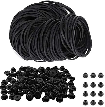 Usiriy Rubber Bands and Grommets Nipples - 200pcs Rubber Bands and 200pcs Grommets Elastic Rubber Loops Grommets Nipples Stretchable