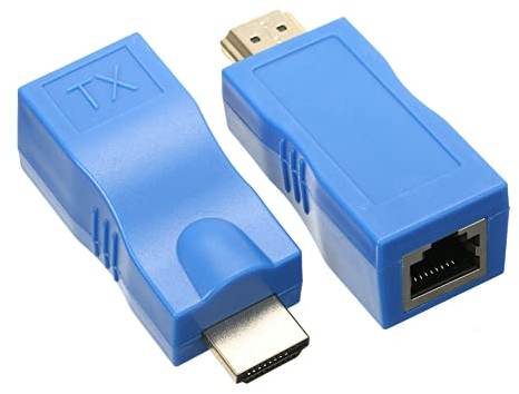 Tecbee HDMI Extender >LAN RJ45 Buchse Adapter Cat 5e/6 Netzwerk Ethernet HDMI > RJ45 Netzwerk-Verlängerungskonverter Repeater 1080p bis zu 30 m Extender, Sender und Empfänger