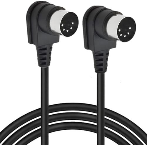 HTGuoji Cavo MIDI a 5 pin DIN ad angolo retto Doul 90 gradi DIN 5 pin maschio a maschio MIDI Audio per mixer musicale, dispositivo MIDI, tastiera MIDI (1,5 metri)