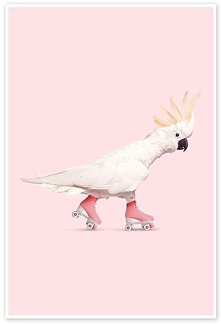 Posterlounge Rollerskating Kakadu Poster | 20 x 30 cm von Jonas Loose Pastell Wandbilder Wanddeko