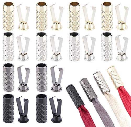 PandaHall 32 Sets Schnürsenkelenden Spitzen, 4 Farbe Legierung Schnürsenkel Ersatz Kordelzug Schnurenden Schnürsenkel Kopfschnüre Ende Metall Aglets Hoodie Schnurenden Für Heimwerkerreparaturen