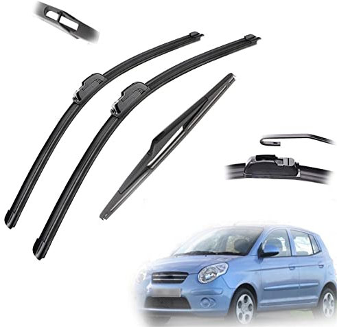 MSRAO Scheibenwischer Für Kia Für Picanto SA MK1 Fließheck 2004 2005 2006 2007 2008 2009 2010 2011 Front Heckscheibe Wischerblätter Bürsten Cutter Zubehör J Haken 22+ 16 + 12