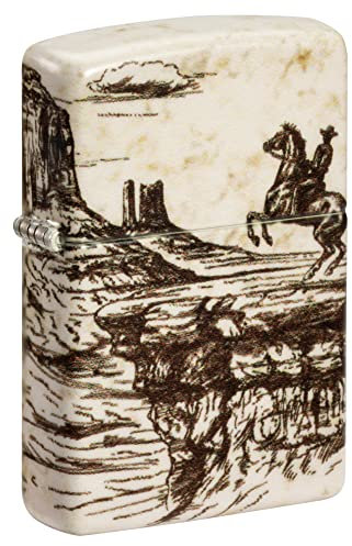 Zippo Sturmfeuerzeug - Wild West Scene, 540°, Color Image - Nachfüllbar - Wiederverwendbar - Windfestes Design - Geschenkbox - Made in USA