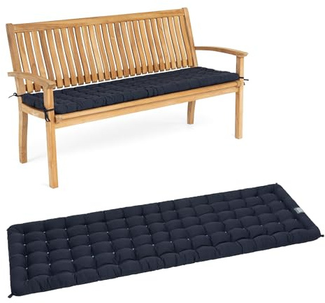 HAVE A SEAT Living - Gartenbank Auflage 140 cm - Bequeme Bankauflage Outdoor, 7 cm Dick - Waschbar bis 95°C, Orthopädisch, Wetterfest - Made in Germany (140x48 cm, Marine-Blau)