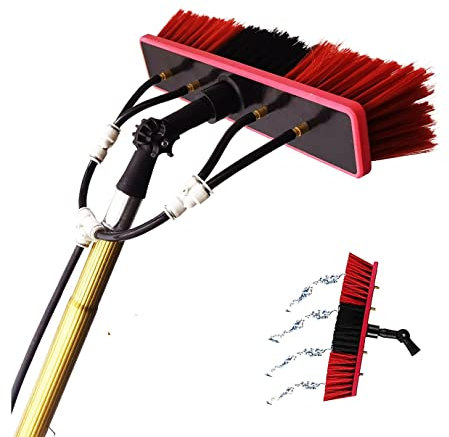 Pxkmouy 6M Wash Spazzolone Kit Spazzola Vetri, per Pulizia di Pannelli Fotovoltaici e Solari, Kit di Pulizia Telescopico Il palo Singolo pesa Solo 0,25 kg Spazzola Telescopica Alimentata ad Acqua