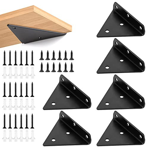 Nizirioo 6 Pièces Support Etagere, Equerre Murale, Support D'Étagère En Triangulaires Invisible, Caché Supports Métalliques Étagère Flottants Mural Equerre Etagere Murale De Fixation Avec 6 Vis