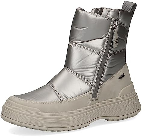 CAPRICE Damen Winterstiefeletten ohne Absatz Airmotion mit Reißverschluss Gefüttert Weite G, Beige (Warm Grey Co), 41 EU