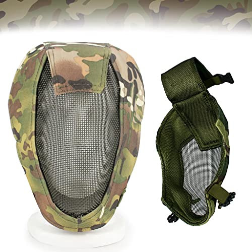 Airsoft Maske, Airsoft Mesh Maske, Militär Schutzmaske, Vollgesichtsschutz Einstellbare Maske, Taktische Sicherheit Schutz Für CS/Jagd/Paintball/Schießen (Color : CP, Size : One Size)