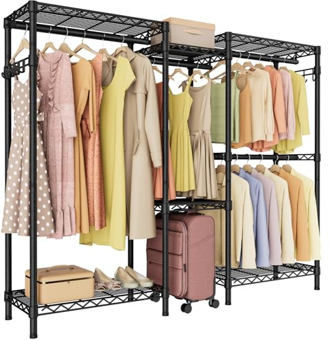Golpart Robuster Kleiderständer aus Metall mit verstellbaren Drahtablagen | Schrank-Organizer und Aufbewahrung, Kleiderständer, Metallsystem, freistehendes Hängesystem, freistehende Kleidergarderobe