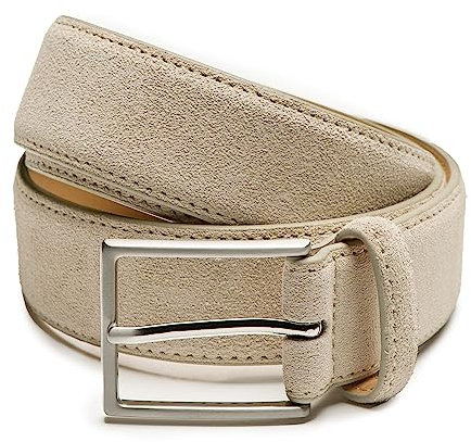 Riemen & Co Herrengürtel Bobby - Wildleder - Beige - Breite: 3,5 cm - 105 cm
