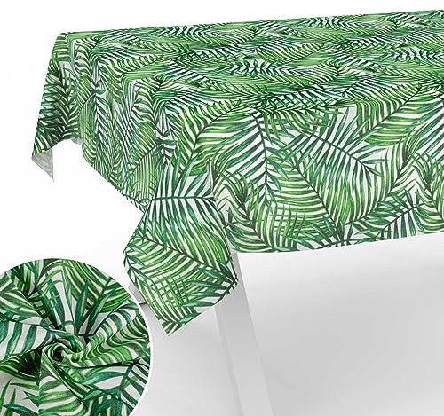 Stoff Tischdecke Tischwäsche Textil Tischtuch Baumwolle Polyester Gewebe abwaschbar pflegeleicht, in rund oval eckig Tropik 180x120cm Schnittkante