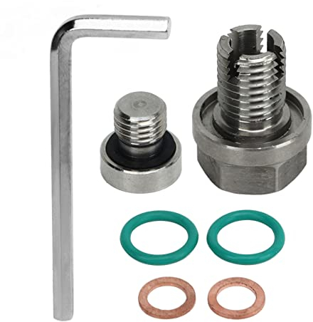 Tappo di Scarico Olio, Tappo di Scarico Piggyback Oversize Kit di Riparazione Filettatura Coppa Olio Autofilettante in Acciaio Inossidabile con Guarnizione O Ring per Chiave