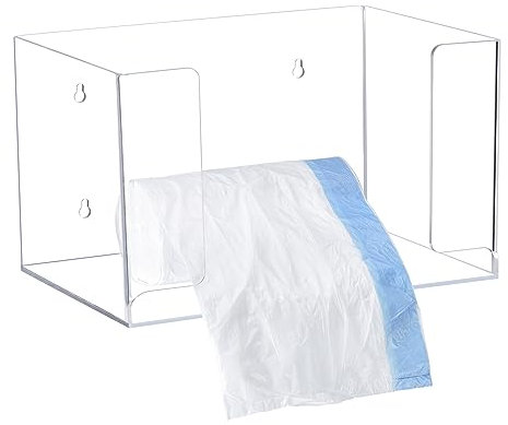 sourcing map Trash Bag Dispenser Roll Holder, Wall Mount Acrylic Garbage Bag Dispenser Roll Holder Suitable for Garbage Bag Grocery Shopping Bag, Square Hollow (10.4 x 7.5 x 6.3 inches)