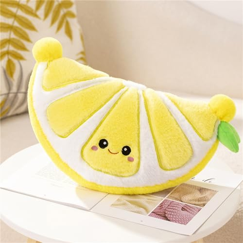 Herfair Obst Plüschtiere, Früchte Kuscheltier Kreativ Plüsch Kissen Kuschelkissen Kinder Kawaii Plüschkissen Spielzeug Geschenk für Jungen und Mädchen (Zitrone)