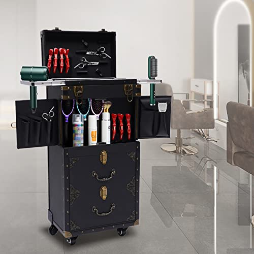 FUNYSF 4-Etagen-Arbeitswagen Friseurwagen Kosmetikwagen Multifunktionswagen Abnehmbarer Schminkkoffer zum Schneiden, Färben und für Außenarbeiten.