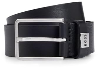BOSS Herren Cole-Ant Sz35 Gürtel aus italienischem Leder mit gebürsteten Metalldetails