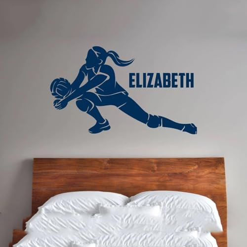 Adesivi Murali Con Nome Personalizzato, Nome Personalizzato For Ragazze, Scivolo For Pallavolo, Decorazioni For La Casa, Decorazione Da Parete, Pallavolo For Ragazze, Scivolo - Scavo - Urto(95X57CM)