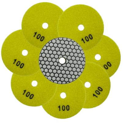 QUEFORET Diamant Polierpads Körnung 100-8 Stücke Trocken Polierscheiben 100mm für Granit Marmor Quarz Kunststein