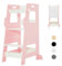 FUNLIO Torre para Niños con Red de Seguridad, Escalón de Cocina para Niños, Taburete Ajustable en 3 Niveles, Torre Montessori para Niños, Fácil de Montar, Aprobado por CPC - Rosa