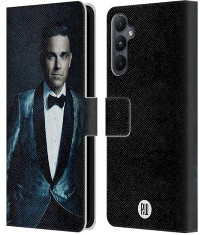 Head Case Designs Offizielle Robbie Williams Dunkler Hintergrund Kalendar Leder Brieftaschen Handyhülle Hülle Huelle kompatibel mit Samsung Galaxy A05s