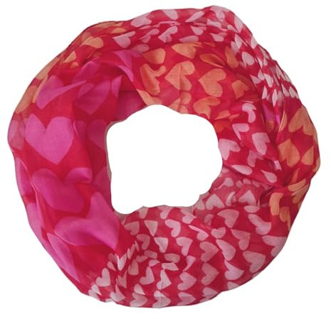 zarolo Damen Loop Schal, Schlauchschal dünn, dünnes Halstuch, Rundschal Tücher Herz Muster,weiche Viskose