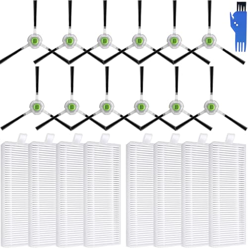 EATBALE Replacement Accessories Set for Lefant M210 M210B M213 M213S M210S for OKP Life K2 K3 K3A K4 K5 Robot Vacuum Cleaner Parts, 12 x Side Brushes, 8 x HEPA Filters, 1 x Cleaning Brush (20 Pack)