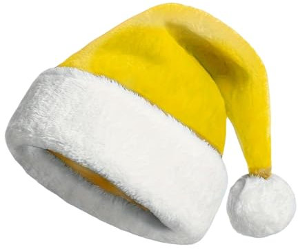 OonMan Weihnachtsmütze, Weihnachtsdekoration, Weihnachtsmann, rote Weihnachtsmütze, Gelb, 30 cm x 4 cm x 40 cm