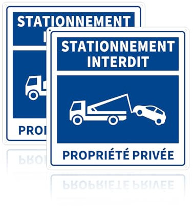 Acuxiaza 2 Pièces Panneau Stationnement Interdit Aluminium 300x300 mm Panneau Interdiction de Stationner Panneau Propriété Privée Résistant aux Intempéries, Imperméable et Résistant aux UV