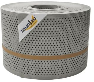 zaun|zu® Rille Sichtschutzstreifen GELOCHT | 20% Lochmuster | PP für Doppelstabmatten Sichtschutz Rolle | Polypropylen | Zaunblende | Made in Germany Steingrau 50m