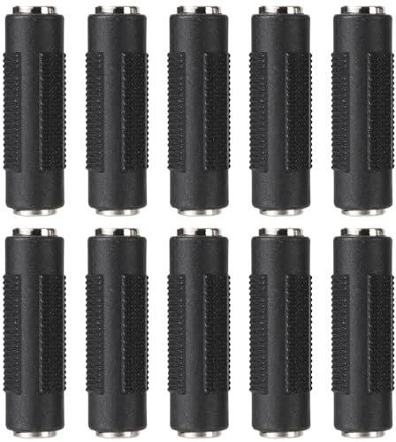 Greluma 10 Pcs Coupleur stéréo TRS Femelle vers Femelle 3,5 mm, connecteurs adaptateurs Prise vers Prise Mono TS 1/8