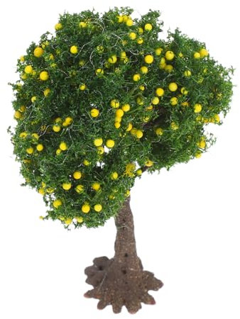 DECOMELODY Miniaturbaum Für Modellbau Realistische Landschaftsdekoration Mit Grünem Und Gelben Früchten Für Dioramen Und -projekte Hochdetaillierte Modellfigur Für Kreative Landschaften