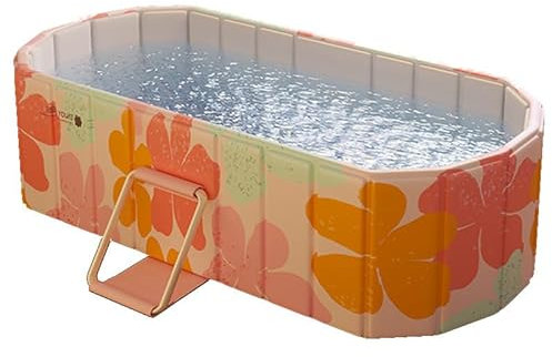 XUDREZ Baño de hielo y baño caliente portátil plegable para 2 personas, compartimento de aislamiento grueso, plegable independiente sin tapa, baño plegable para adultos y niños, baño caliente rosa 1.5
