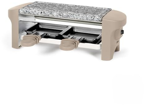 LIVOO - Appareil à Raclette 2 Personnes DOC156T - Grill Pierre en Granite Amovible | Revêtement antiadhésif | 350 Watts | Blanc
