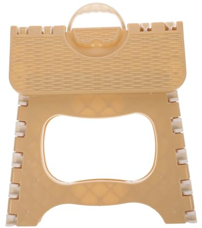 JUMPLAWN Tabouret Pliant Portable Grand Taille 25x18x20 Cm en Plastique Beige, Marchepied Antidérapant, Léger Et Pliable, Salle De Bain Cuisine pour Toute La Famille