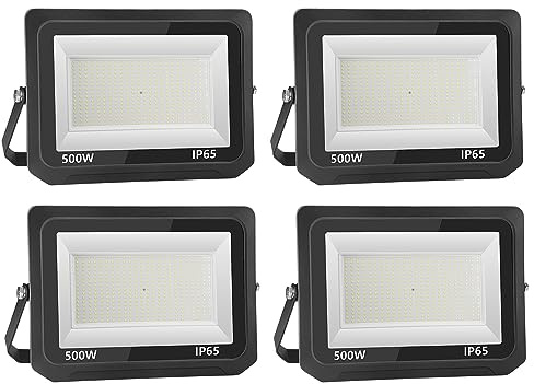 loyal 500W LED Strahler Außen Fluter Aussen: Superhell Scheinwerfer 3000K Warmweiß 50000LM - IP65 Wasserdicht Verstellbar mit Bügel für Garten, Garage, Sportplatz