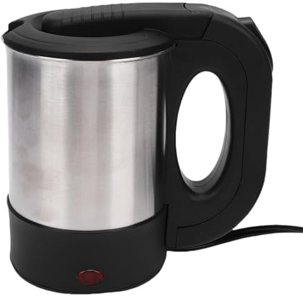 Jelquix 12V Car Kettle, 500ML Stainless Steel Portable Travel Water Heater Boiler with Handle Electric Kettle with Car Cigar Lighter Plug Overheat Protection
