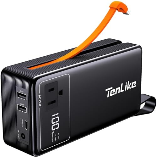 Essentials, tragbare Powerbank mit Wechselstrom, für Camping, Essentials, kleiner elektrischer Generator, groß, Lithium-Batterie, Ausgangsstecker, 60 W, Typ C, tragbar, Backup